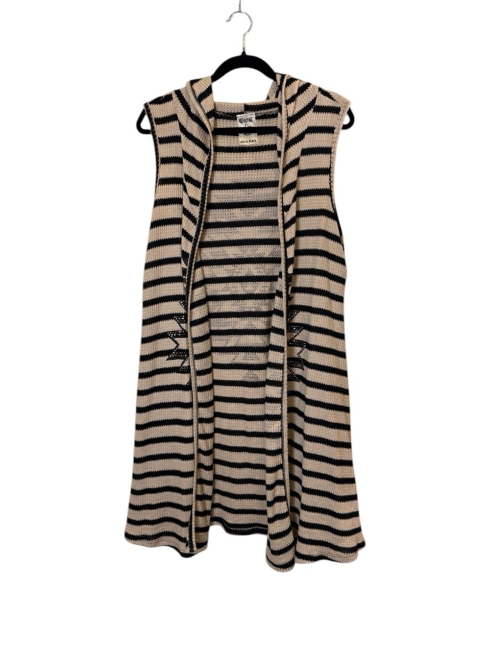 Vocal Women’s Y2K Style Sporty Hooded Waffle Knit Duster Vest Sz XL